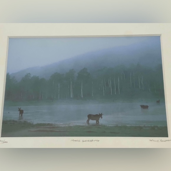 Utah Artist Willie Holdman “Moose Gathering” Print - Picture 2 of 5